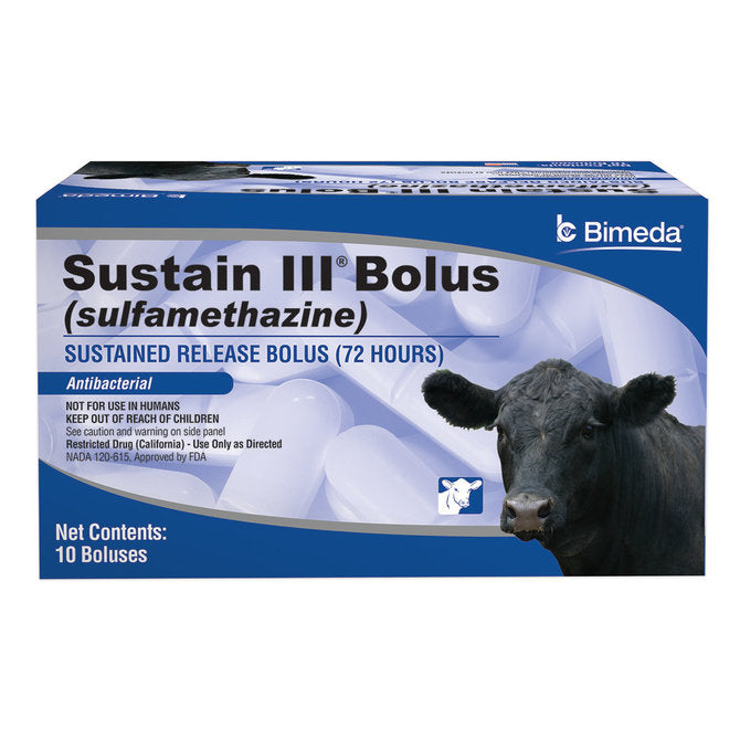 Sustain III Bolus (Sulfamethazine), Sustained Release, Antibacterial, 10 Count