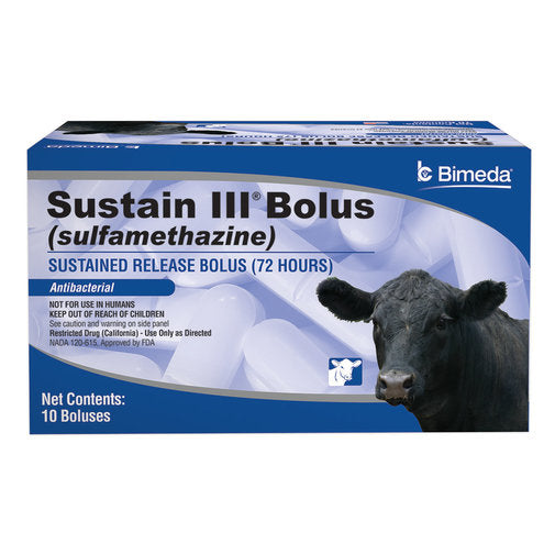 Sustain III Bolus (Sulfamethazine), Sustained Release, Antibacterial, 100 Count