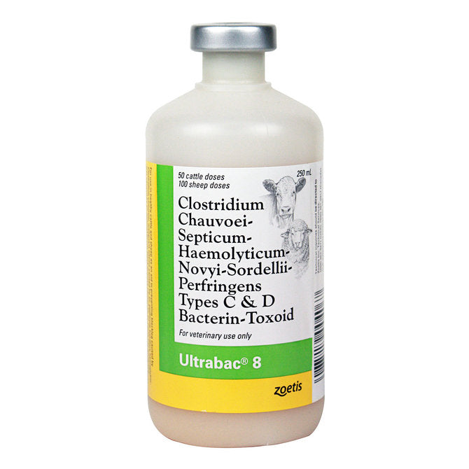 Ultrabac 8 Cattle and Sheep Vaccine, 250mL-50 dose