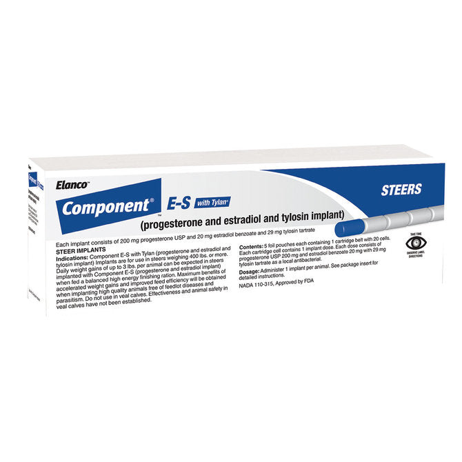 Component E-S with Tylan (Progesterone and Estradiol and Tylosin) Steer Implant, 100 Count
